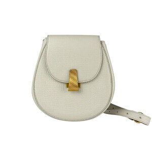 Bottega Veneta Palmellato Leather Shoulder Bag Ivory White